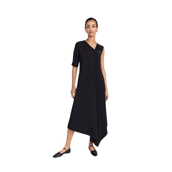 CO Collections Black Napkin Dress NWT – XS Asymmetrical Midi $1,095 Retail NWT - Picture 7 of 13